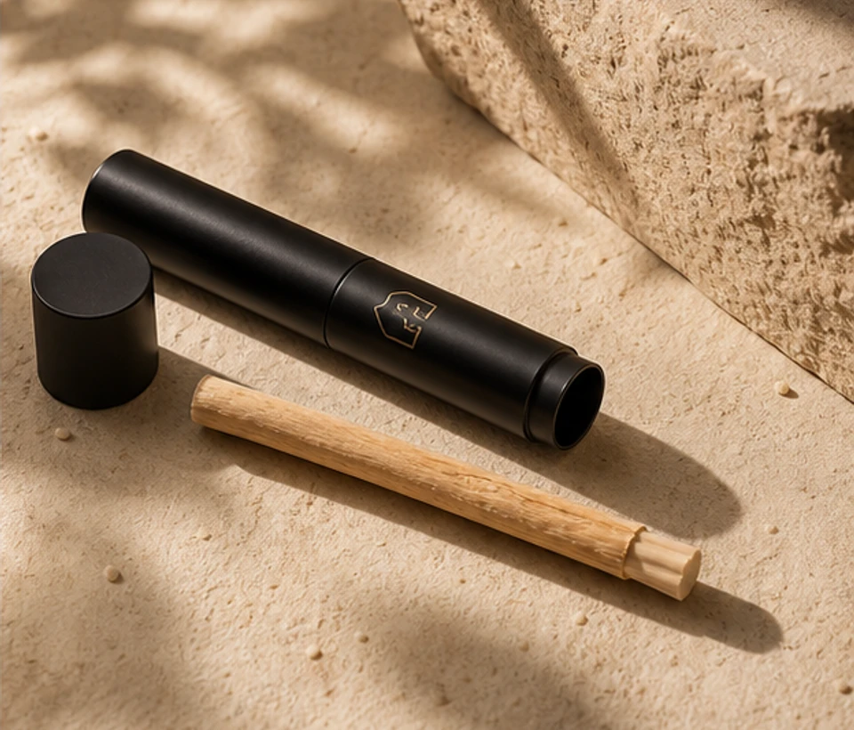 Porte-miswak MiswakSunna ouvert avec miswak naturel